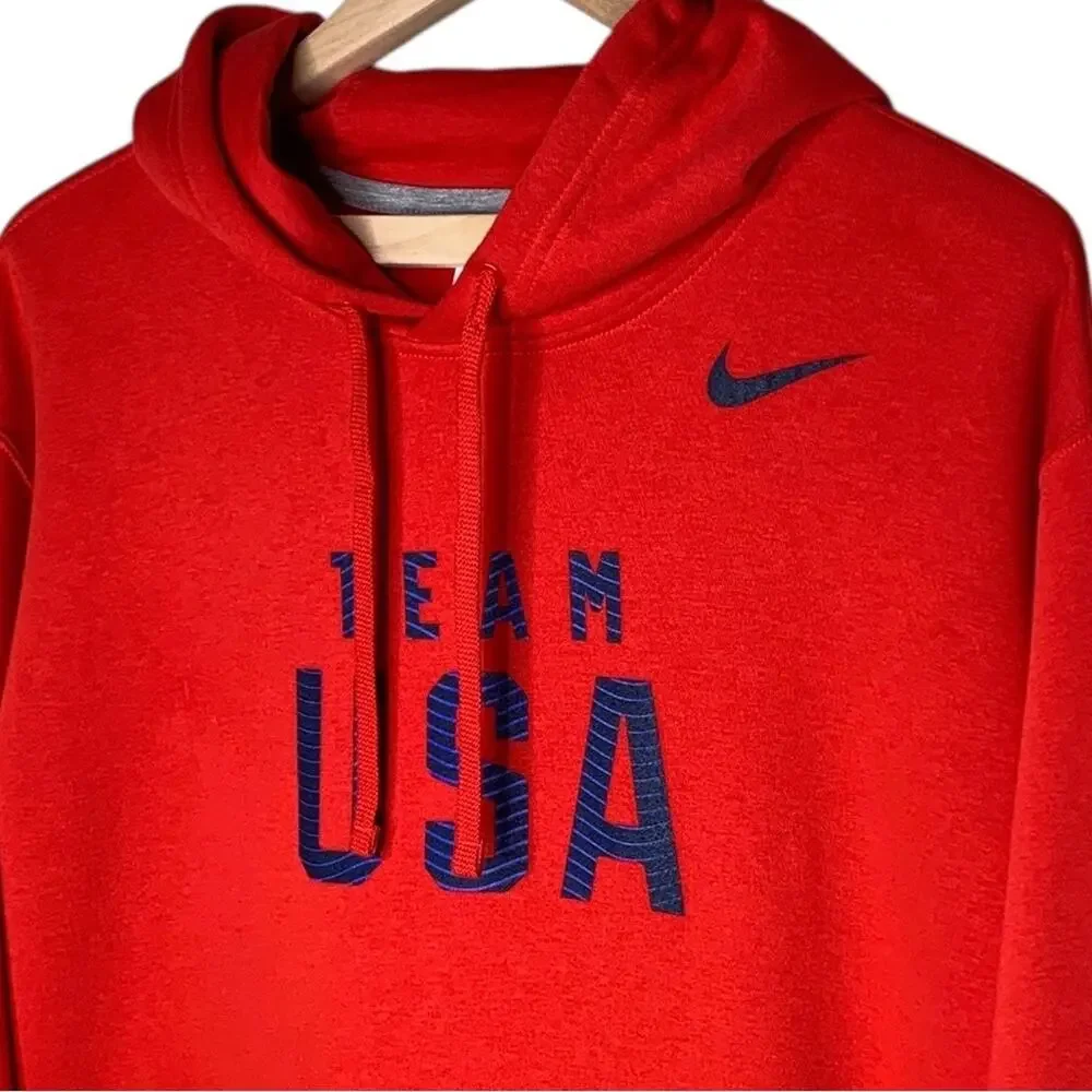 Nike Red Team USA Club Fleece Pullover Hoodie Sweatshirt Size XL